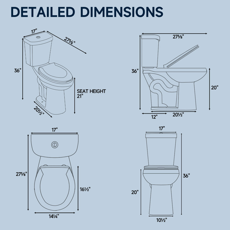 Toilette compacte deux pièces 21 po 1,1 / 1,6 GPF à chasse double avec siège à fermeture en douceur, Os