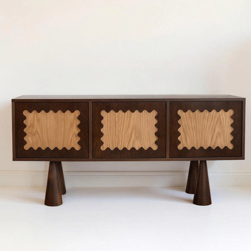 Retro Nut-Brown Solid Wood Sideboard