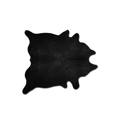 Tapis noir en cuir de vache fabriqué à la main à motif géométrique Plainsboro