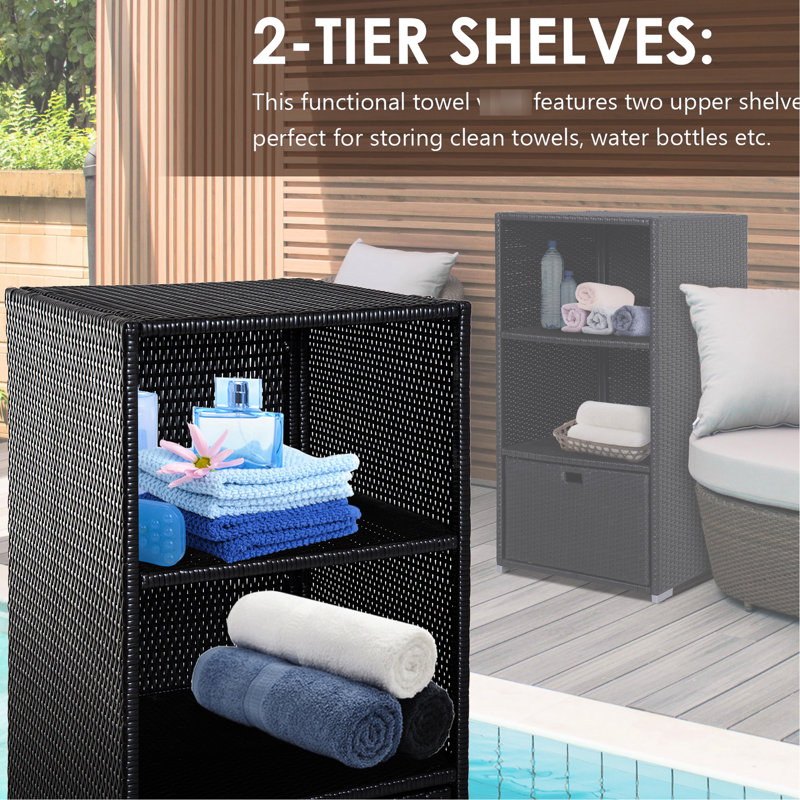 Rangement de tiroir de rangement pour panier de spa - Étanche, 2 tablettes, pour accessoires de piscine et de spa, brun avec utilisation intérieure / extérieure, couleur