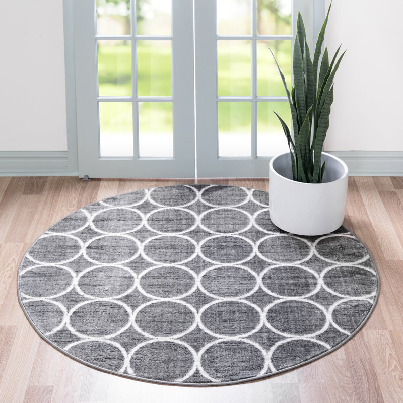 Obion Geometric Indoor Rug, Round 5'