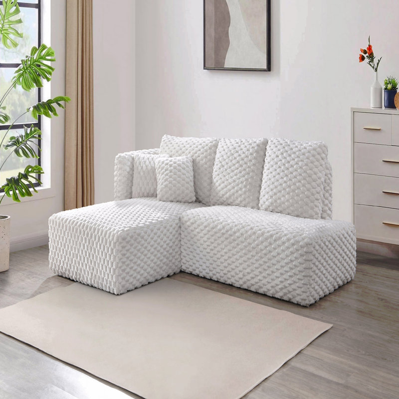 Canapé modulaire en velours côtelé Manya Ivory