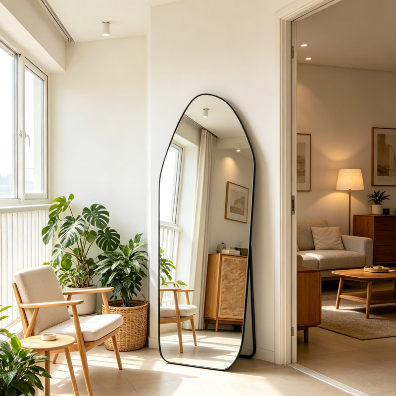 Miroir pleine grandeur abstrait, H 76 po x l 34 po