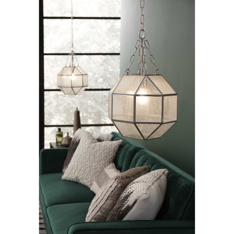 Luminaire suspendu géométrique simple à 1 lumière Adryn, Argent