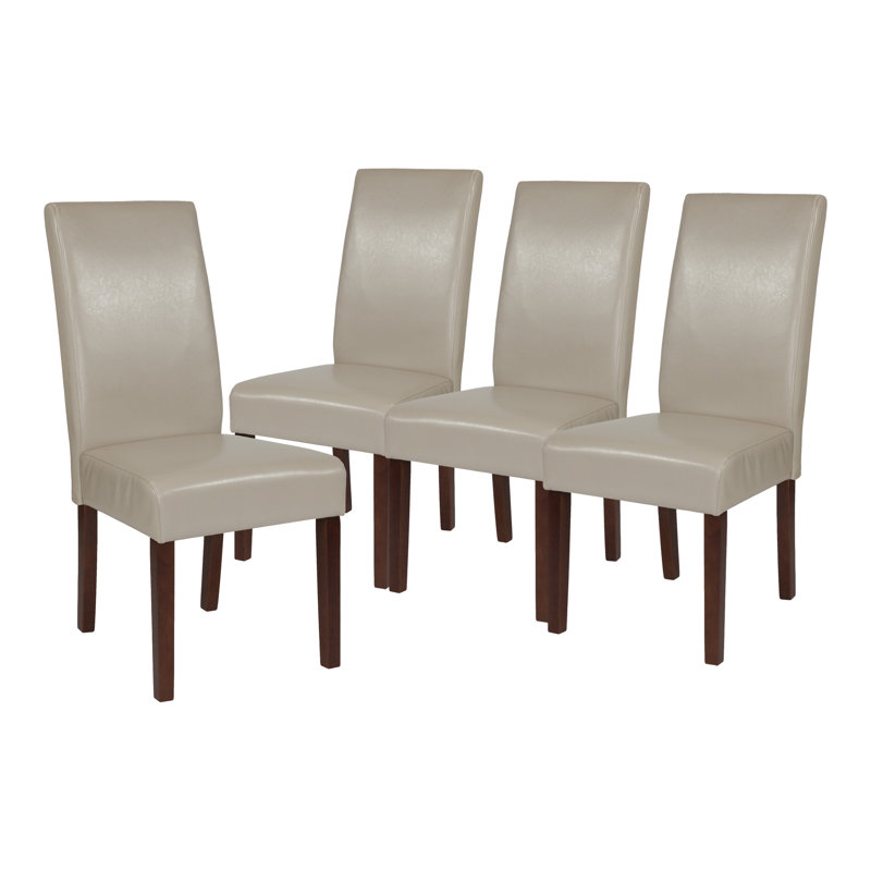 Arruda Upholstered Parsons Chairs-Panel Stitching, Beige, 4