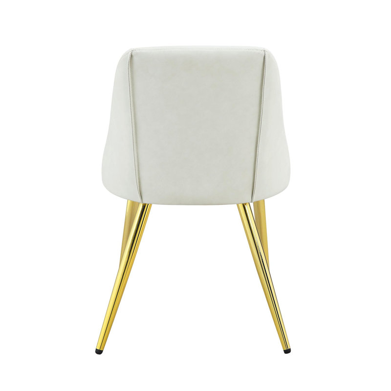 2 chaises blanches en similicuir - Pieds dorés distinctifs, cuir tendance, tendance