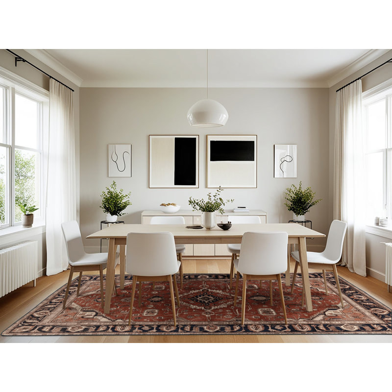 Machine Washable Persian Brown Area Rug, Rectangle 7' x 10'