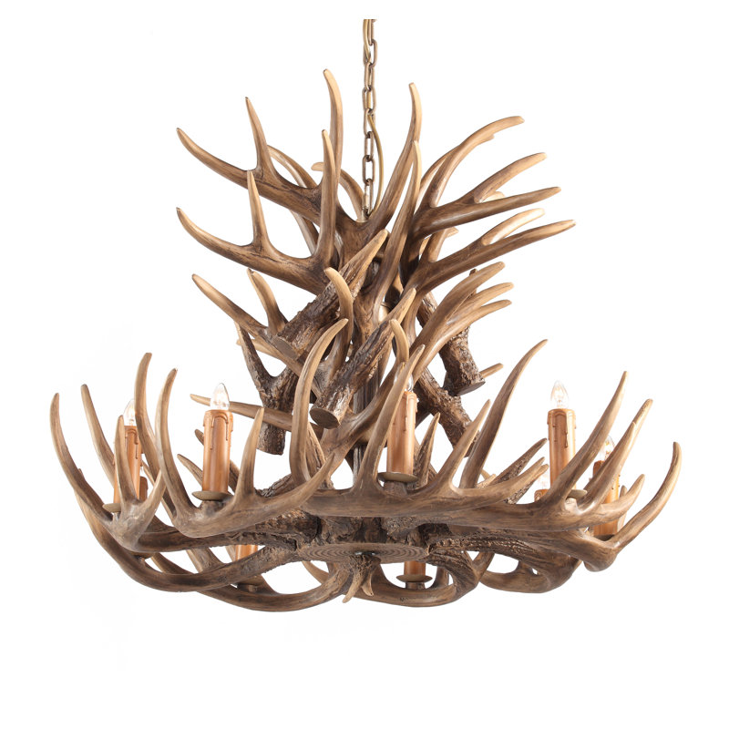 Lustre en bois de cerf brun clair Whitson 9