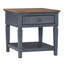 Table d'appoint 24 pouces, velours côtelé bleu, sans assemblage, maquillage bleu antique, assemblage requis