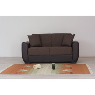 Primo Leather Match Convertible Sleeper Loveseat