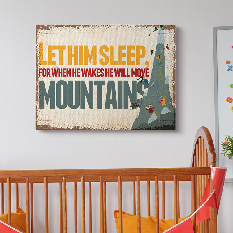 Art de grimpeur de montagne «Let him Sleep» de Lerch, Toile tendue, H 30 po x l 40 po
