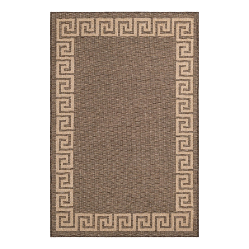 Tapis brun en polypropylène tissé à la machine Thanos, Rectangle 5 pi 5 po x 8 pi