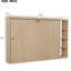 Lit double naturel avec bibliothèque décorative et structure, pliable pour économiser de l'espace dans votre appartement, nombreuses options de rangement, sommier à lattes de bois, cadre de finition à installation rapide, maison