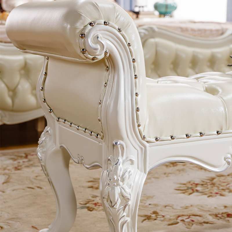 Banc rembourré en similicuir American Bed, Blanc
