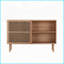 Table basse moderne en noyer & amp; Buffet avec 4 armoires, surface imperméable anti-basculement et facile à nettoyer