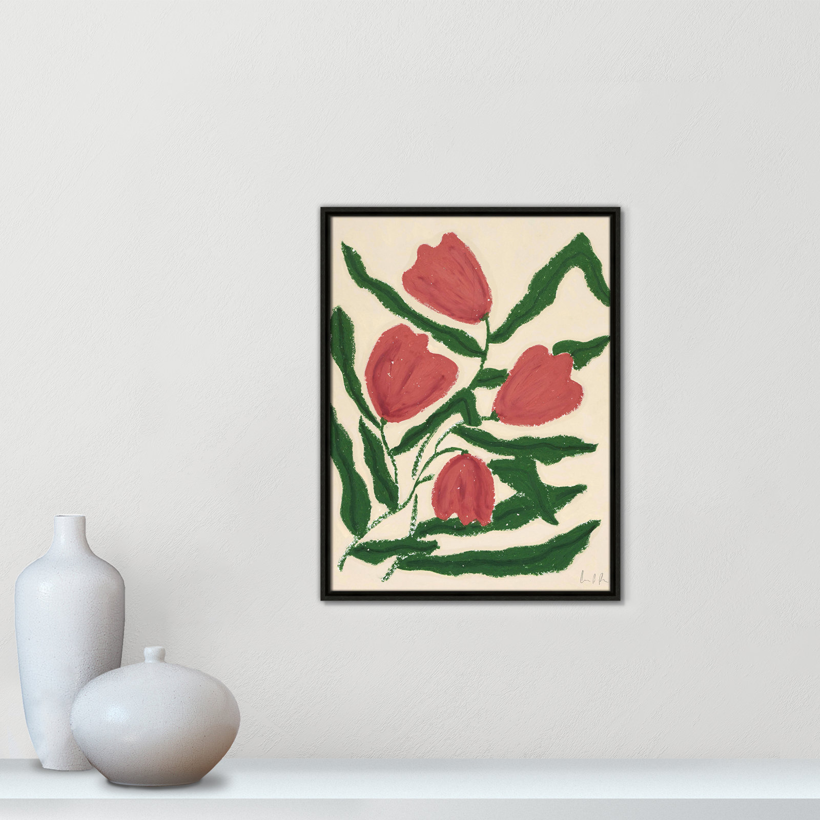Red Tulips  Print by Camilla Bergqvist, Espresso, 25.5" H x 19.5" W