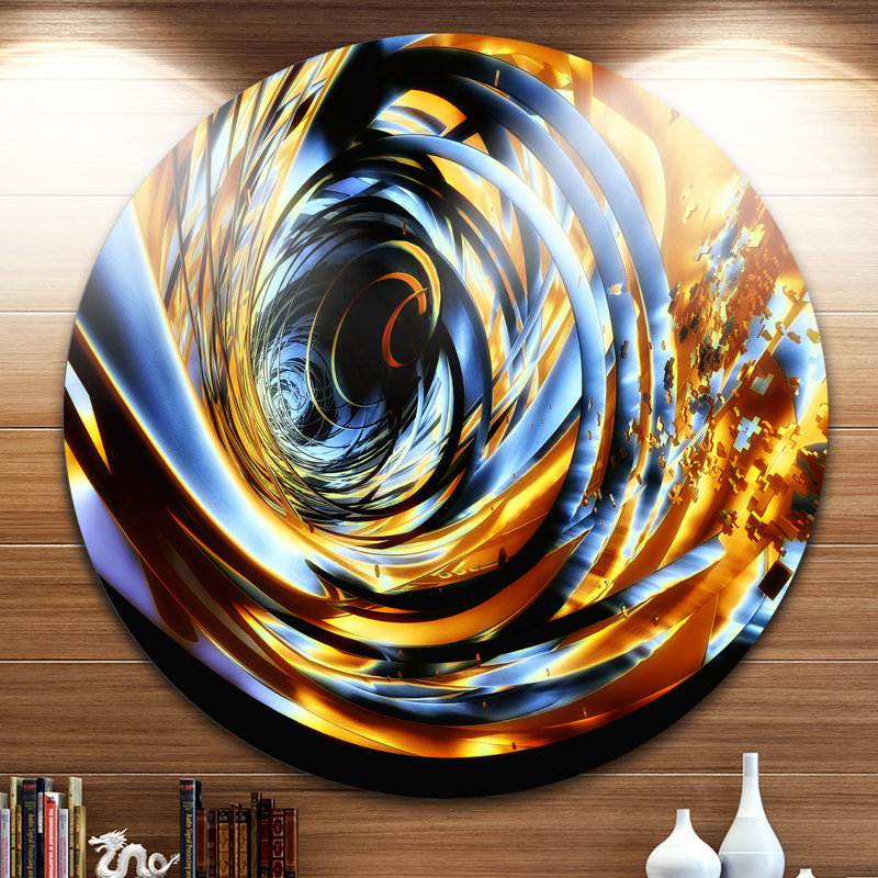 « fractal 3d waynesfield rayures », impression sur métal, H 38 po x l 38 po x P 1 po