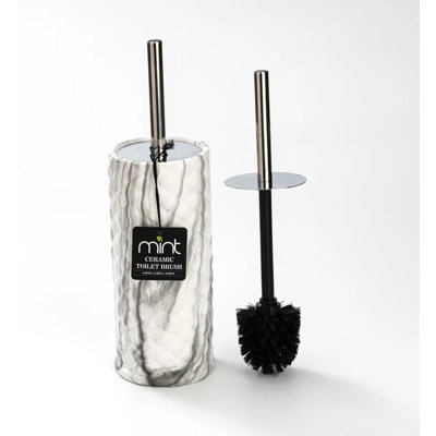 Brosse de toilette en céramique, brosse de cuvette de toilette avec brosse extra longue à poils durables et support couvert pour brosse de toilette pour le nettoyage de la salle de bain