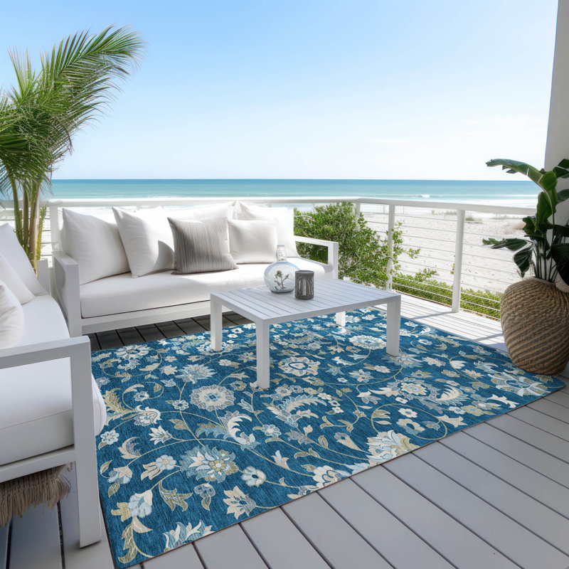 Machine Washable Indoor/Outdoor Chayden ACN1006 Navy 2'6" x 3'10" Rug, Rectangle 9' x 12'