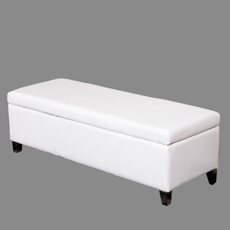 Faux Leather Upholstered Storage Bench, White