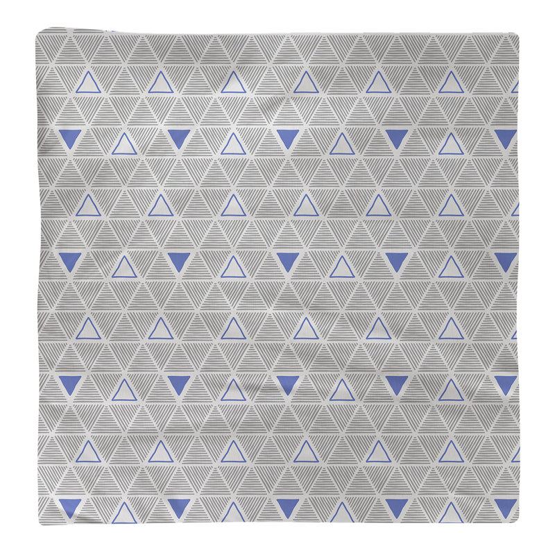 Serviette de table en coton à triangles dessinés à la main, H 0,1 po x l 22 po x P 22 po, Bleu