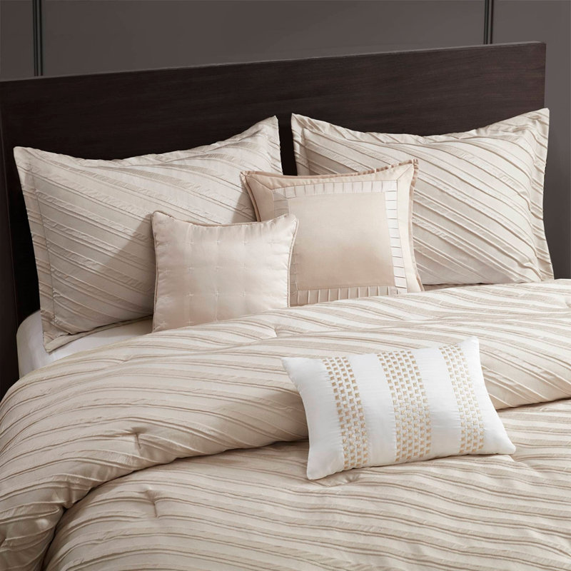 Ensemble d'édredon pour grand lit 7 pièces beige, Beige