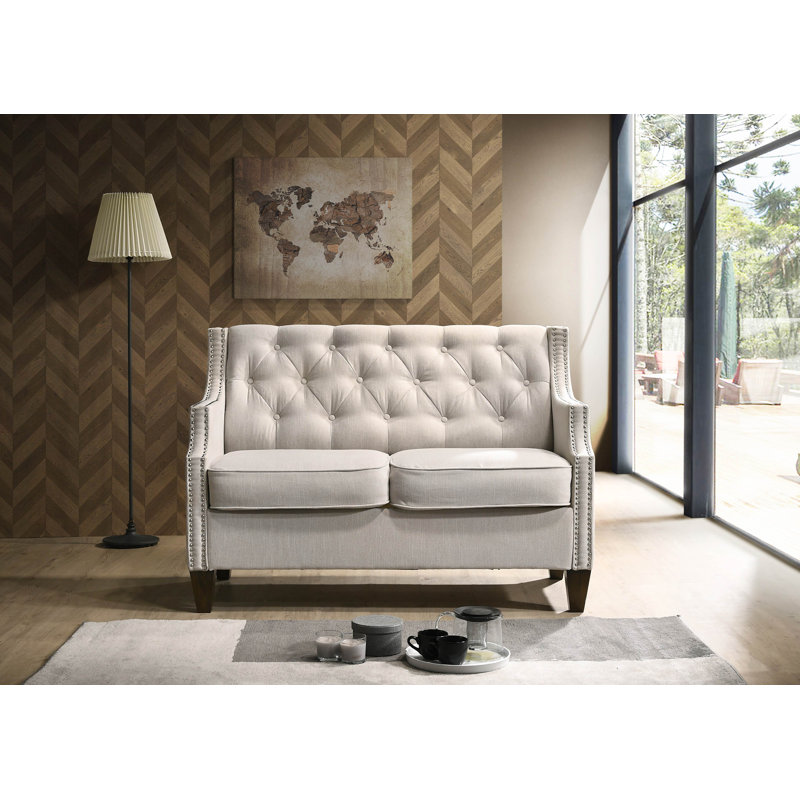 Causeuse à accoudoirs arrondis 53,25 po Seneca, Beige