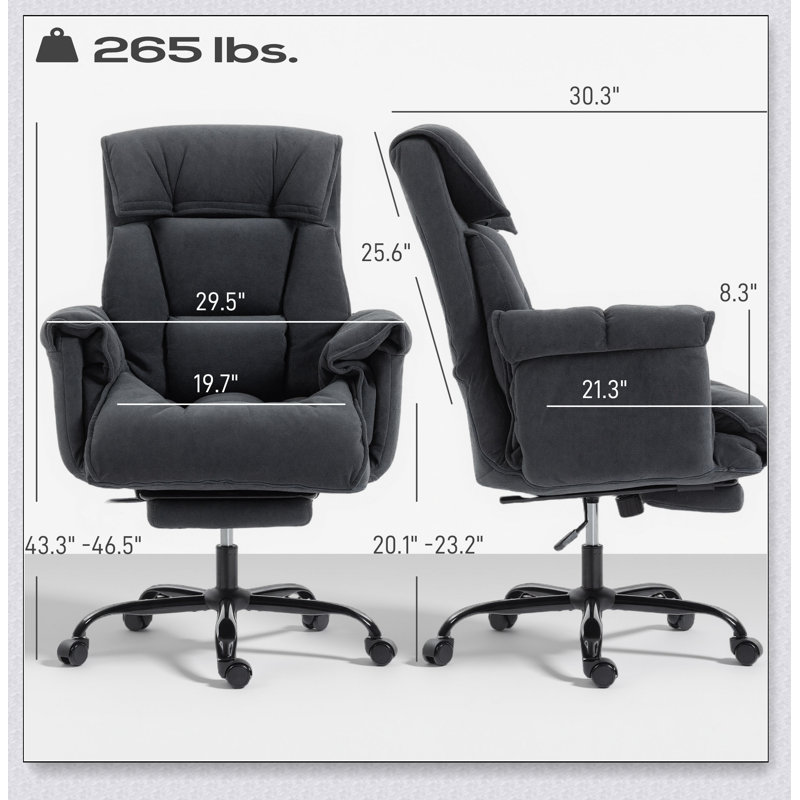 Fauteuil de bureau inclinable avec dossier haut, rembourrage ultra-confortable et repose-pieds intégré pour une détente et un soutien optimaux au bureau