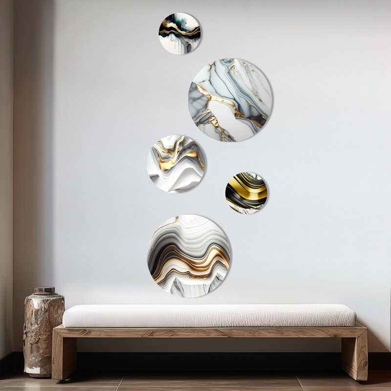 Décoration murale abstraite «Geode Waves Gray III - Modern Waves»