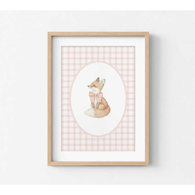 Affiche représentant un renard charmant, avec un nœud rose décoratif (décoration murale), 30" H x 40" W, Tanné