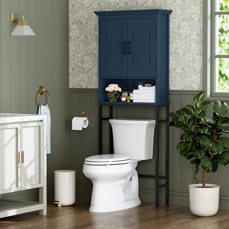 Alaye Floor Mounted Over-the-Toilet Storage Cabinet, Double Doors Above Toilet Bathroom Storage, Ultramarrine