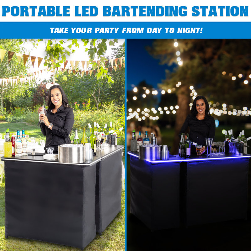 Ensemble de table de bar double GoBar avec lumières DEL multicolores - station de barman mobile