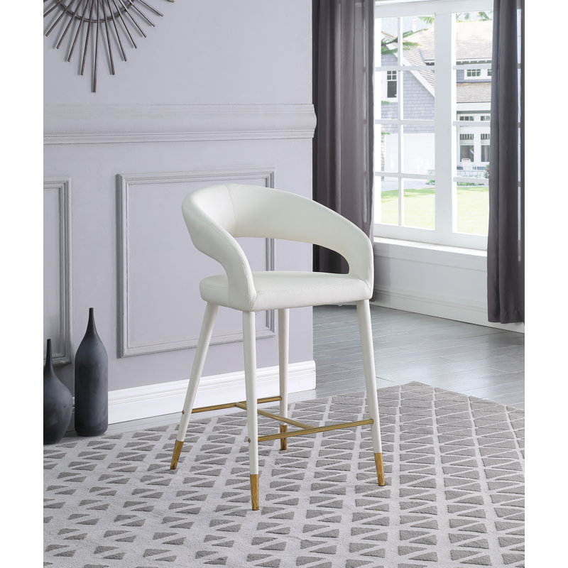 Tabouret de comptoir 26,5 po Destiny, Cuir végane, Blanc