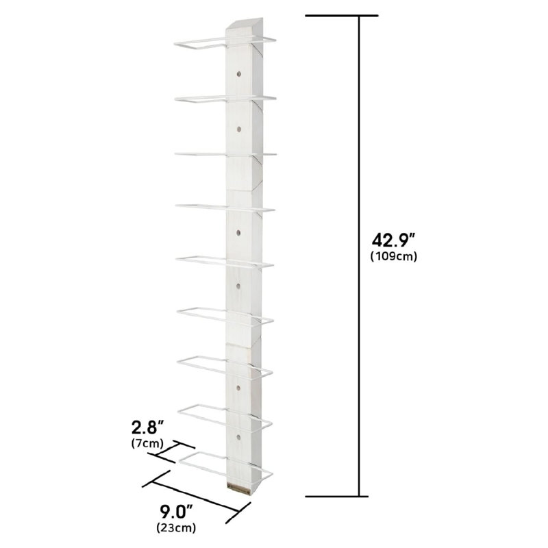 9 Bottle Wall Mount Wine Organizer, White