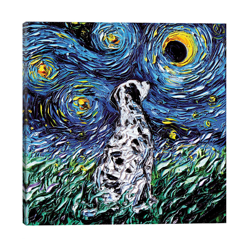 Dalmatian Night by Aja Trier - Painting on Canvas, No Frame, 66.04 cm H x 66.04 cm W x 3.175 cm D