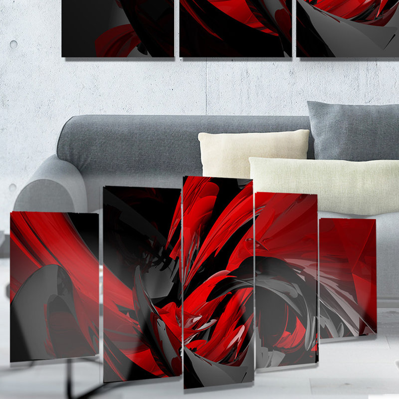 «Red / Black Mixer», ensemble de 5 impressions sur impression murale en métal