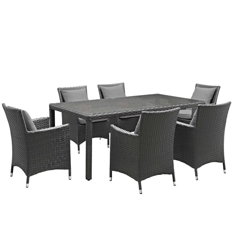 Ensemble repas d'extérieur Sunbrella 7 pièces Stopover, Toile Granite Sunbrella®, 29,5" H x 59" lx 39,5" D