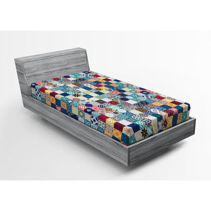 Microfiber Patchwork Fitted Sheet, Twin Fitted Sheet