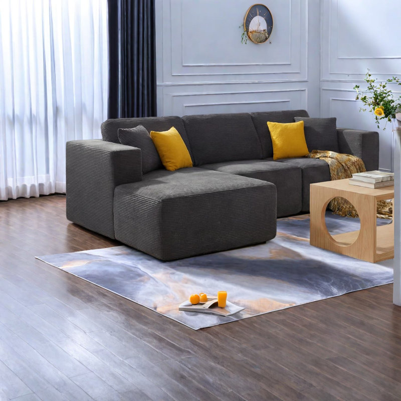 Compression Cloud Sectionals, 109 In Corduroy Modern Home Sofa