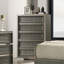 Contemporary Style Chest 1Pc 5-Drawers Bracket Feet Leaf Pattern Felt Lined Top Drawers Dark Grey Finish