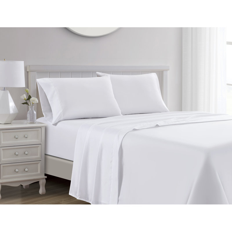 Ensemble de draps 100% Hotel Pima 400TC Hotel Lux, Ensemble de draps pour très grand lit avec 2 taie, Blanc