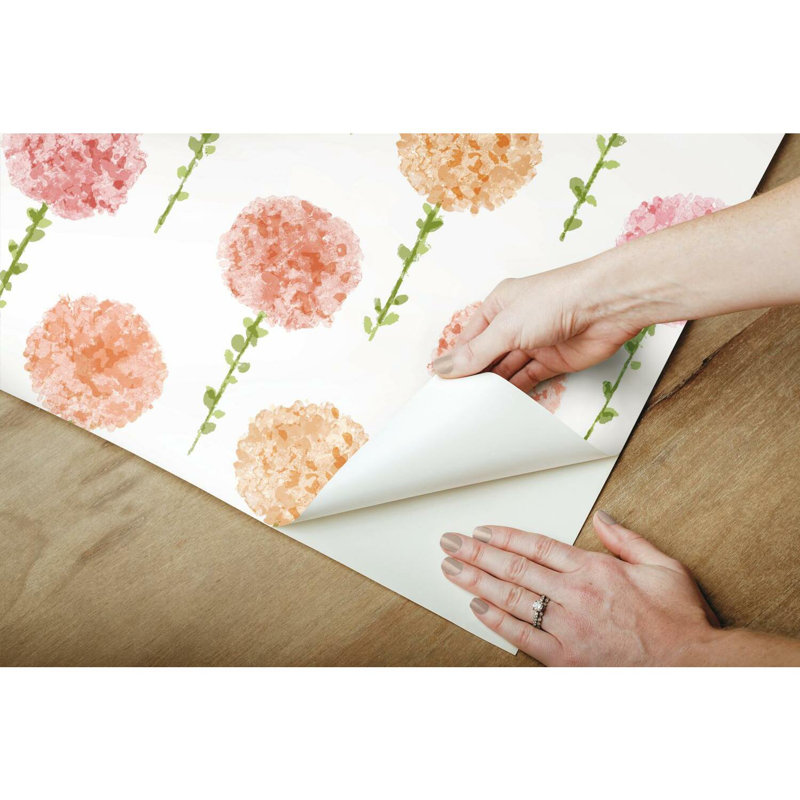 Rouleau de papier peint adhésif L 18,86 pi x l 18 po Mum, Rose / vert
