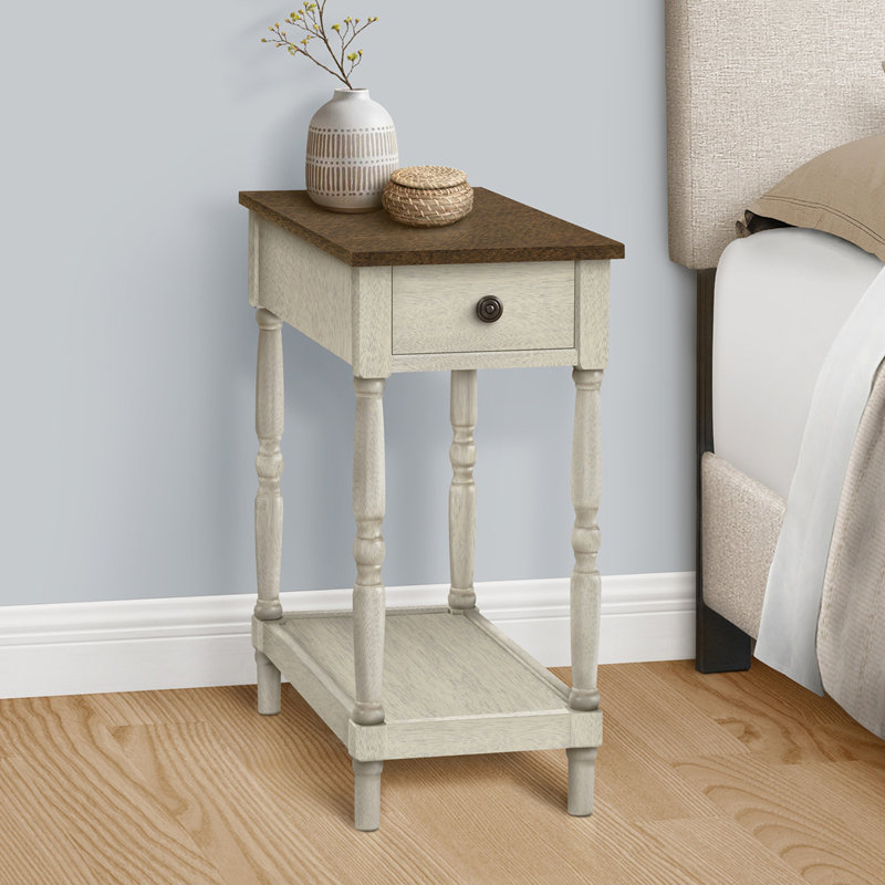 Table d'appoint, table de bout à 2 niveaux, table de bout, table de chevet, chambre à coucher, étroite, lampe, tiroir de rangement
