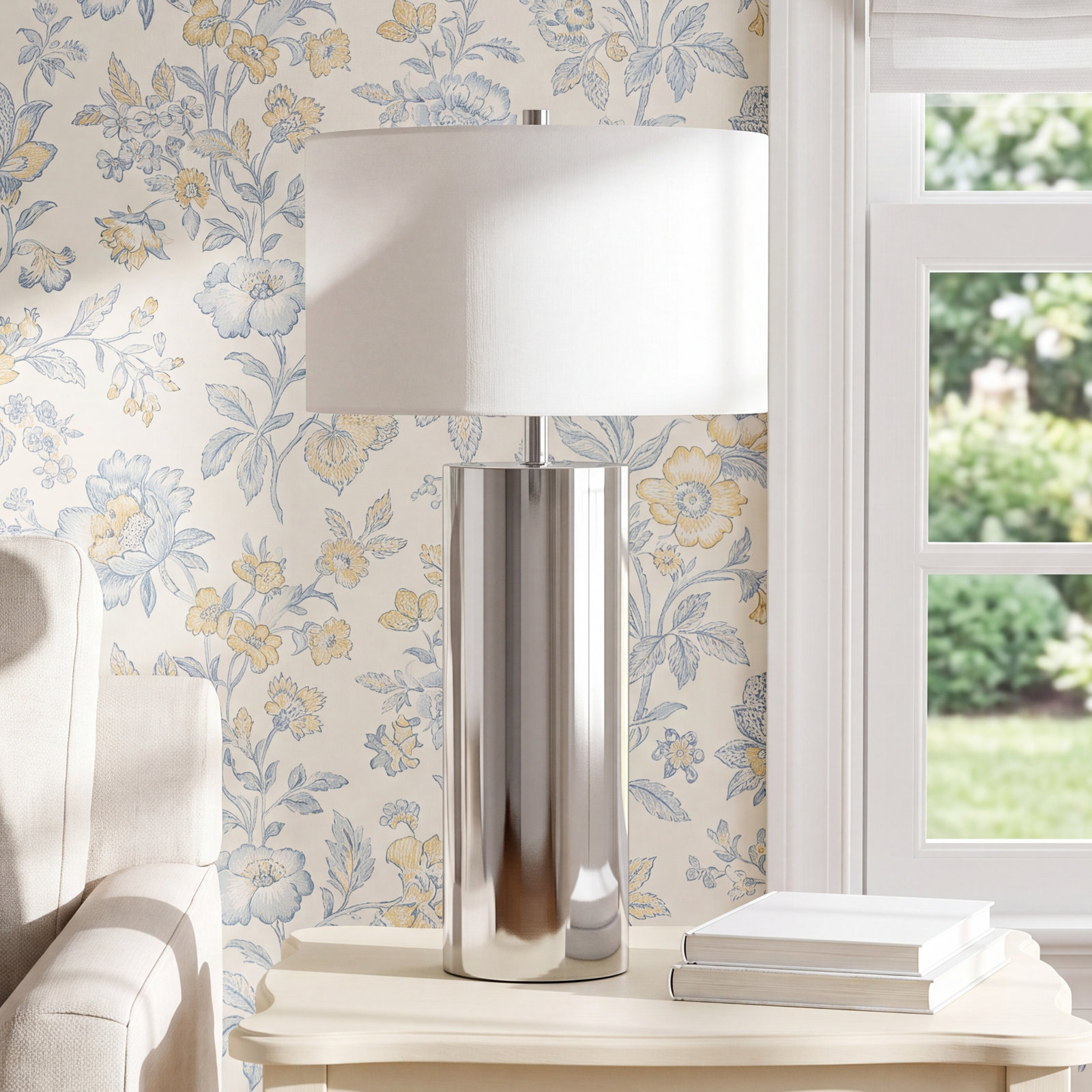 Erland Metal Table Lamp, Polished Nickel