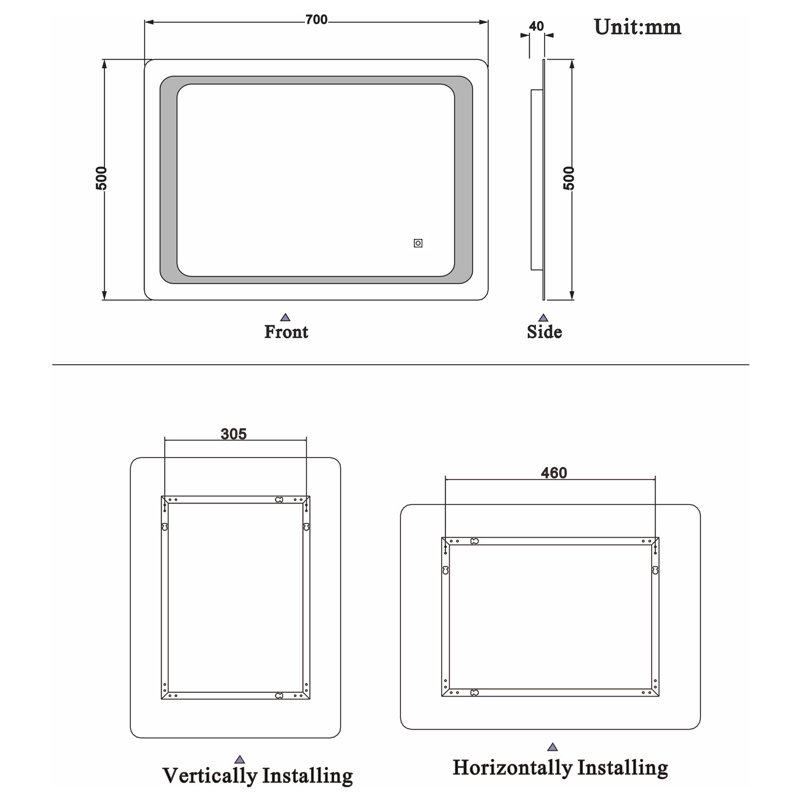 Coreas Rectangle Mirror, 70cm x 50cm