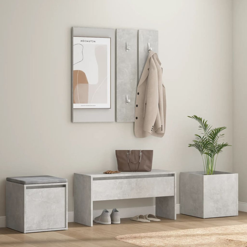 Highpoint vidaXL Hallway Furniture Set Engineered Wood, Grey