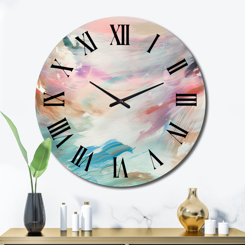 Horloge murale abstraite Spring Miracles In Tender Retro Pastel III, Très grand