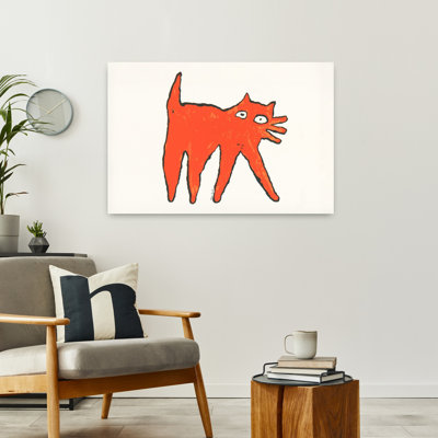 Art mural abstrait chat orange