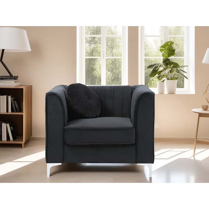 Chaise en velours de suède Tetouan, Noir, 1