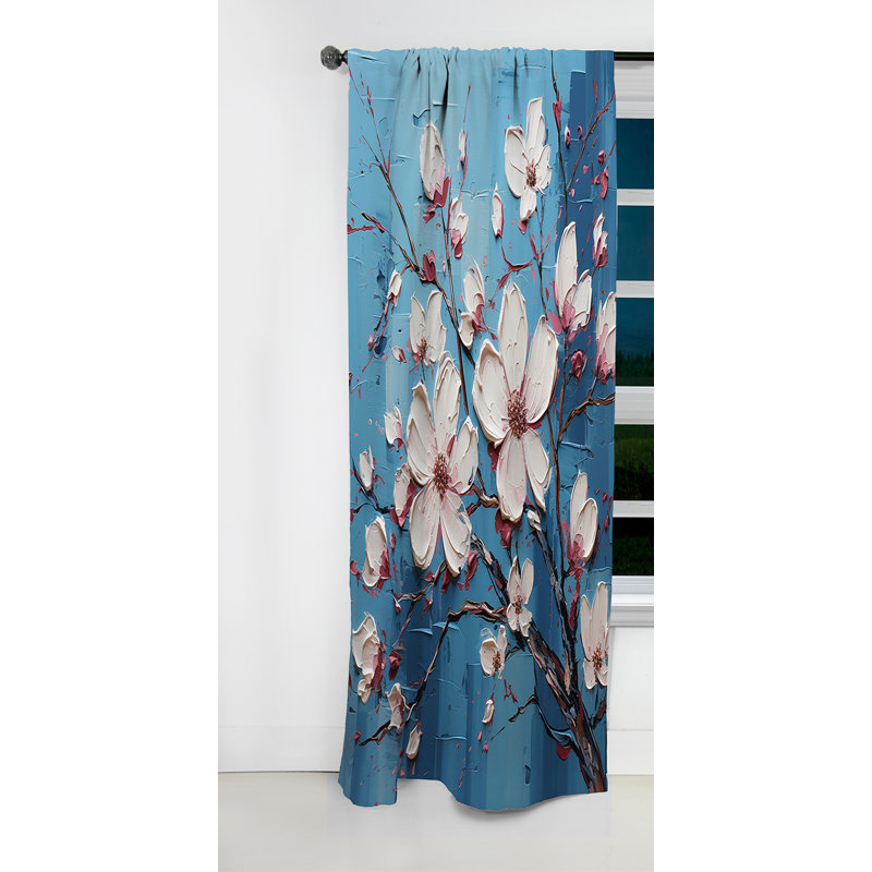 Chaim - Rideau cornouiller - Rideau occultant à motif floral - 1 panneau, L 52 po x L 120 po